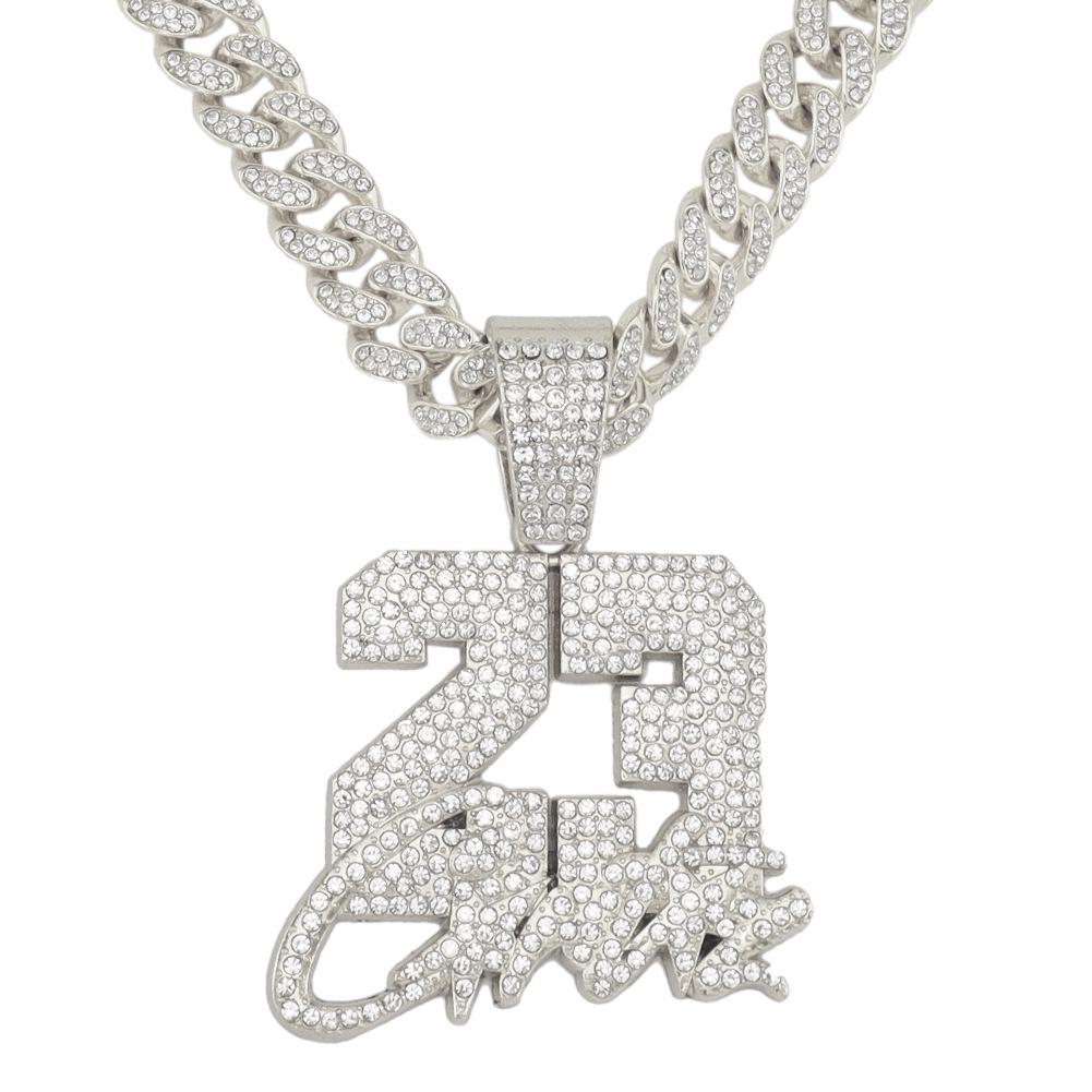 Цифровая подвеска-кулон Diamond 23: Европейско-американский хип-хоп стиль кубинская цепь