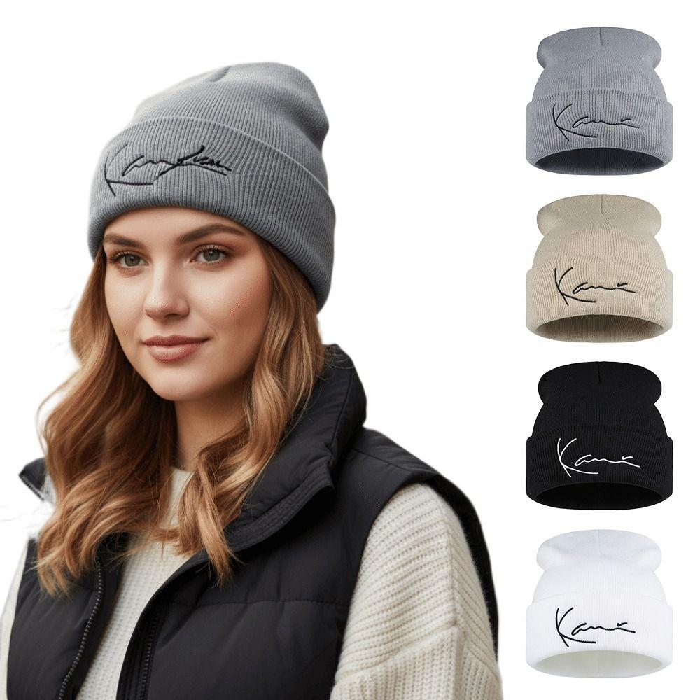 Woolen Letter Knitted Beanies Ear Protection Winter Autumn Hats Warmer Bonnet for Woman/Men