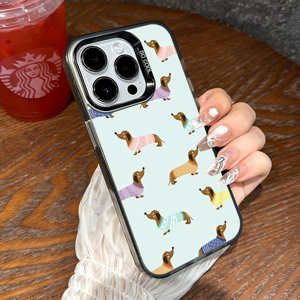 Чехол для телефона с изображением таксы Для IPhone 17 16 15 14 13 12 11 XS XR X Pro Max Plus Цветной Посеребренный Чехол