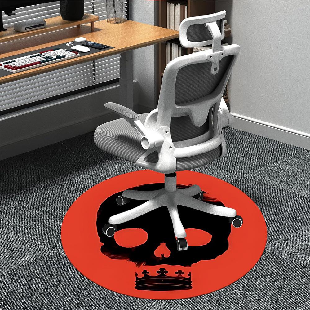 1pc Skull Crown Office Round Rug, Non-slip, Soft and Durable Office Rug for Interior Decoration, Perfect for Office,Decoration yy260204040