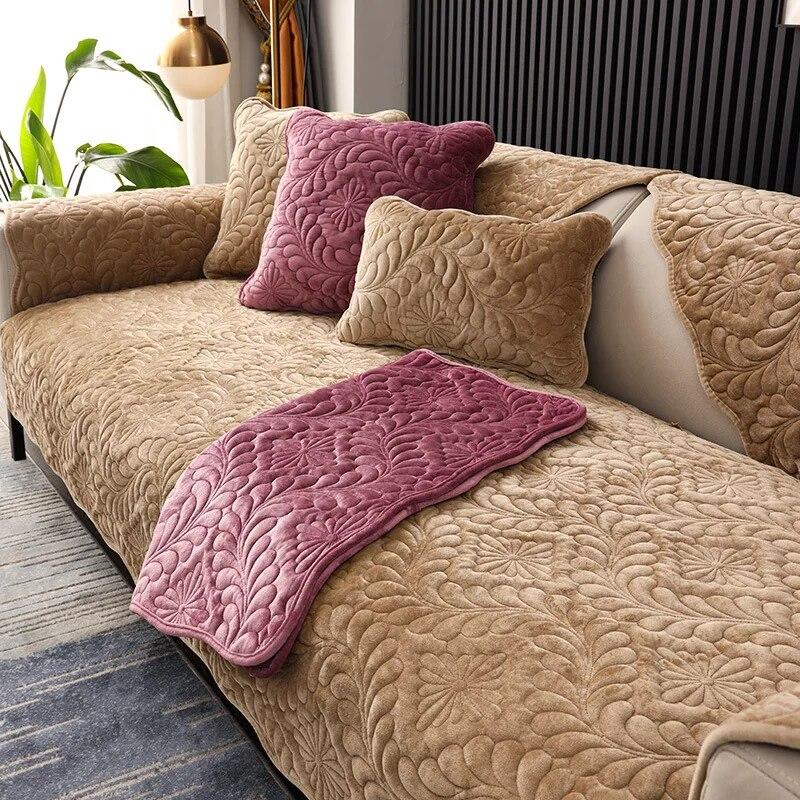 Зимняя подушка для дивана, современная комбинация, универсальный универсальный чехол для дивана, нескользящий голландский короткий бархатный простой чехол для дивана, подушка