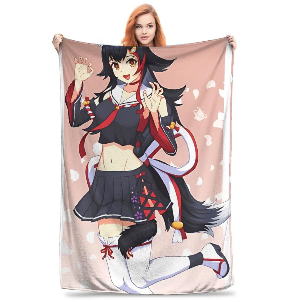 Super Warm Aesthetic Plush Throw Blanket Perfect for Couch Chair Bedspread Bed Cover Ookami Mio Blankets for Boys and Girls