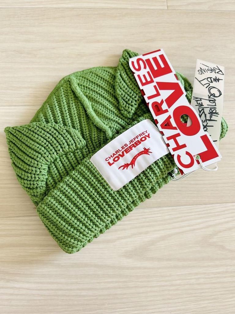[USED] Charles Jeffrey LOVERBOY Knit Hat, Green, Unisex
