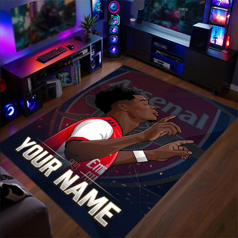 Crystal Velvet Rug Bukayo Saka Print Custom Name Text Floor Mat Home Decor