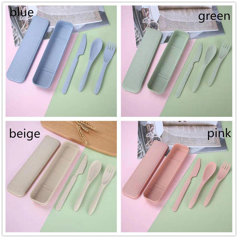 3PCS Eco-friendly Cutlery Box Kitchen Supplies Fork Spoon Tableware Dinnerware Sets Travel Cutlery