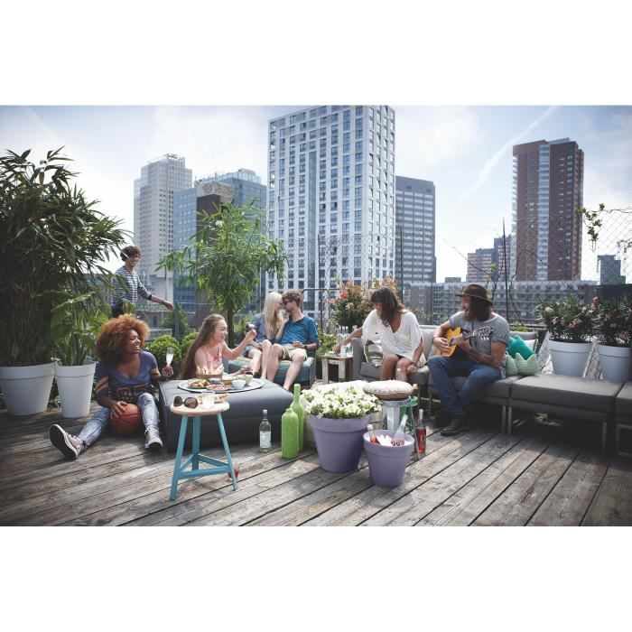 ELHO Pot de fleurs Loft Urban Rond avec roues - Violet - Ø 38.5 x H 35 cm - Extérieur - 100% recyclé