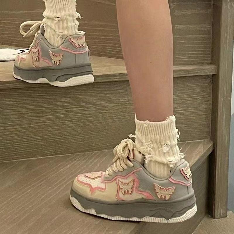 Niche Original Shoes Women's Pink Butterfly Casual Sports Shoes Ins Style Versatile Models 2025 Autumn Women's Shoes
