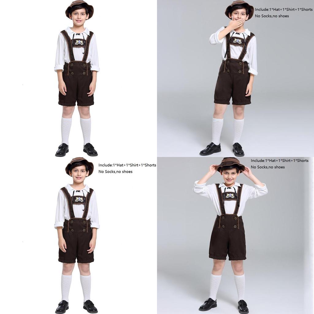 Stylish Children's Oktoberfest Costume Suit For Halloween Cosplay With Hat