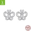 S925 Sterling Silver Non-Fading Butterfly Stud Earrings Daily Basic Versatile Ear Jewelry Women'S Cross-Border