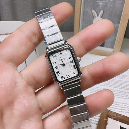 Korean Women's Rectangular Steel Band Watch - Small Dial Quartz Design