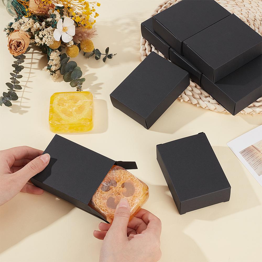 120pcs Kraft Paper Mailer Boxes Rectangle Black 7x3x10cm
