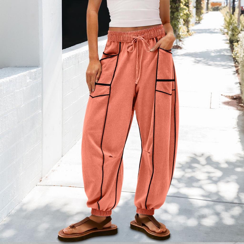 Женские гигиенические брюки, брюки с широкими штанинами, высокая посадка, облегающие ноги, накладные карманы, повседневные брюки