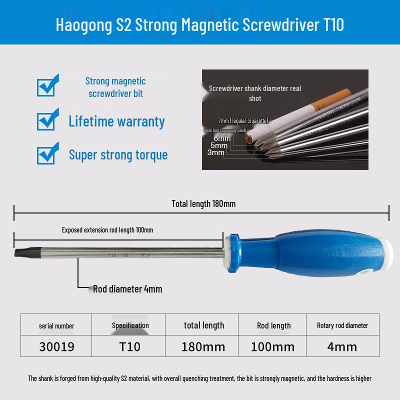 Магнитная отвертка из сплава Haogong S2 - Промышленный класс Phillips, шлицевая, Torx, плоская головка.