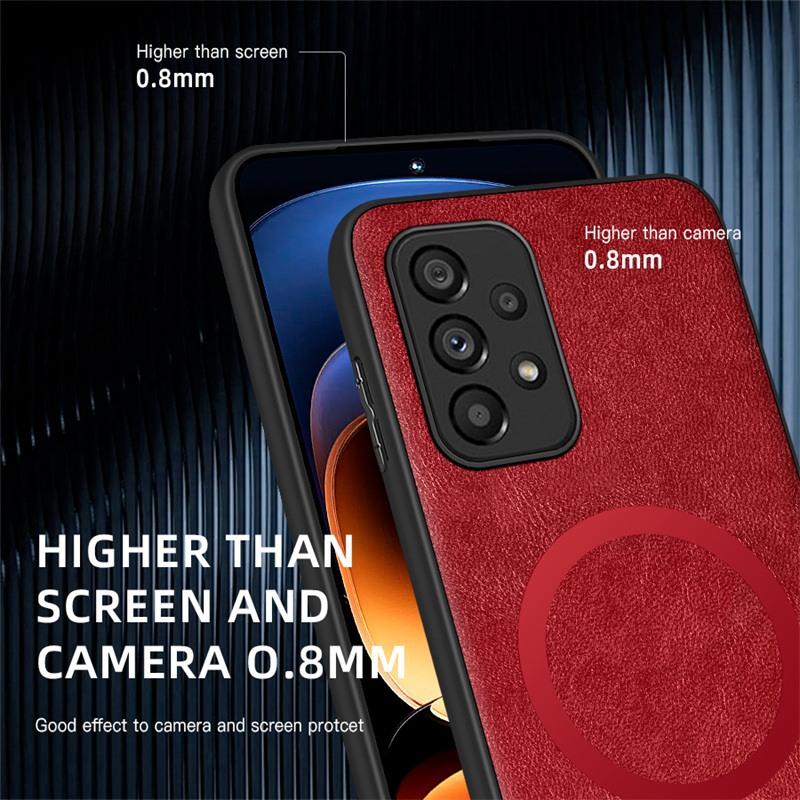Magnetic Wireless Charge Leather Phone Case for Samsung Galaxy A53 A14 A33 A23 A13 A52 A52S A32 A22 A71 A51 Soft Bumper Cover