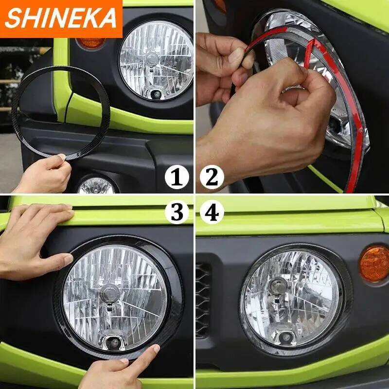 SHINEKA Car Front Headlight Lamp Decoration Cover Stickers For Suzuki Jimny 2019 2020 2021 2022 2023 2024 Exterior Accessories