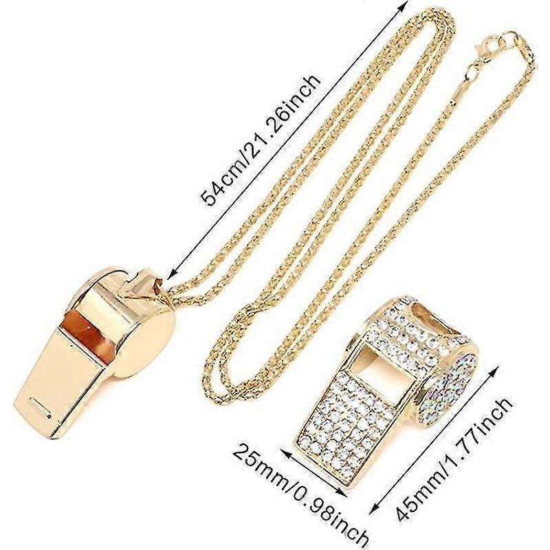 Gold Plated Rhinestone Whistle Long Sweater Chain Necklace For Women Jewelry Gifts