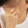 Four-Pointed Star Cat's Eye Stone Pendant & Seashell Ring Titanium Steel Clavicle Chain Set