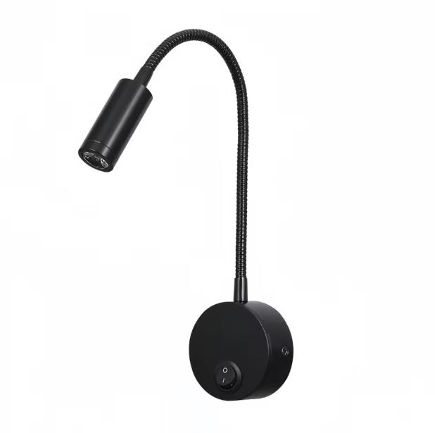 3W Modern Adjustable LED Headboard Reading Lamp Hotel Flexible Goose Neck Bedside Reading Light on off Switch Wall Lamp