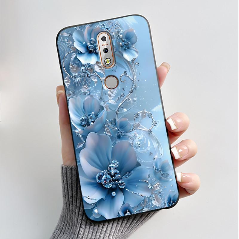 Чехол с рисунком для Nokia 7.1/Nokia 7 Plus Fundas Nokia7 Чехол Мягкий Силикон Черный Корпус Милый Цветок Мультяшный Чехол Coque