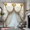 2 Bucăți Perdele Albe Elegante cu Imprimeuri Chic Potrivite Pentru Dormitor Baie Sufragerie Sufragerie Bucătărie Birou