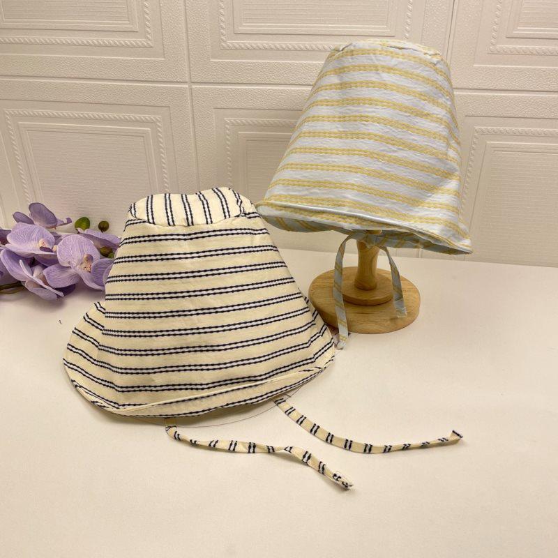 Striped fisherman's hat, female hat, summer big eaves, niche unique, thin breathable face small visor