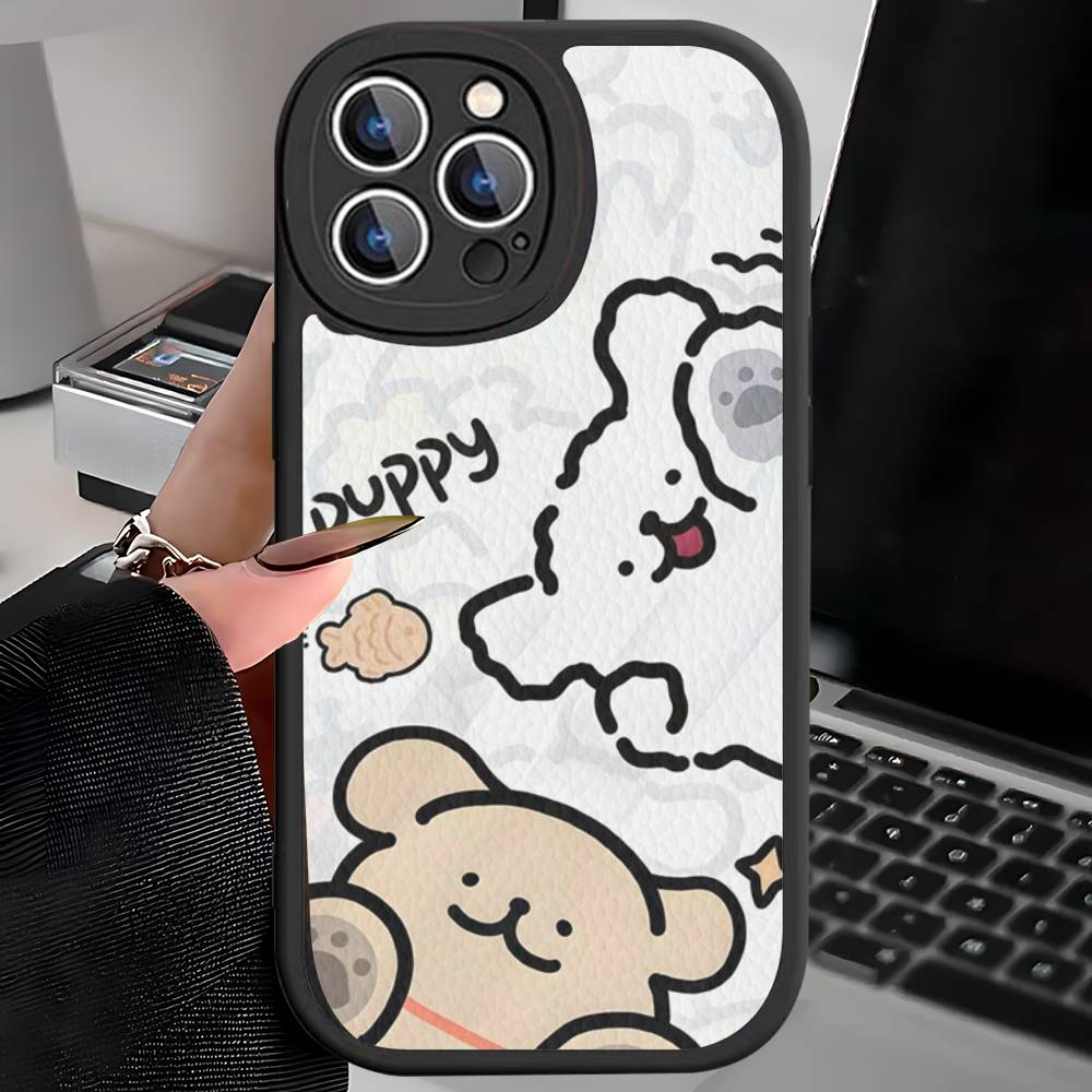 Maltese Cute Line Puppy Dog Phone Case For IPhone 16 15 14 13 12 11 Pro Max Plus Leather Soft Cover