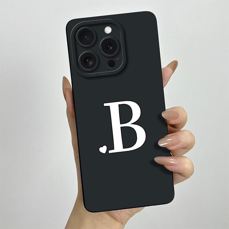 Чехол для iPhone 14 Pro Max Чехол для телефона iPhone 14 Plus Чехол-обложка для iPhone 14 Pro Милые квадратные наклейки с инициалами пары Матовое покрытие