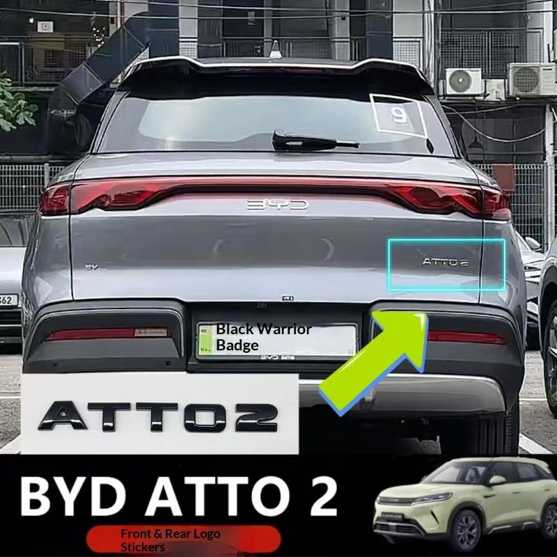 For BYD Atto 2 Right Hand Drive Car Front Bumper Black Logo Rear Emblem Special Personalized Sticker Auto