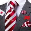Hi-Tie Mens Silk Tie Set Brooch Pin Necktie Hanky Cufflinks Tie Clip for Business Wedding