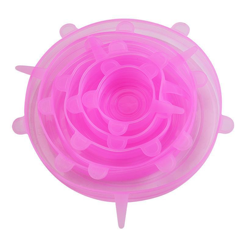 Набор из 6 универсальных крышек для мисок из пищевого силикона для сохранения свежести