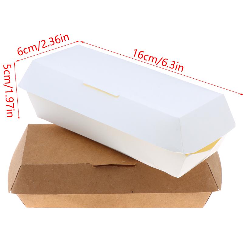 10 шт. Одноразовые коробки для хот-догов из крафт-бумаги, маслостойкое, герметичное покрытие, для барбекю на заднем дворе, кемпинговых поездок