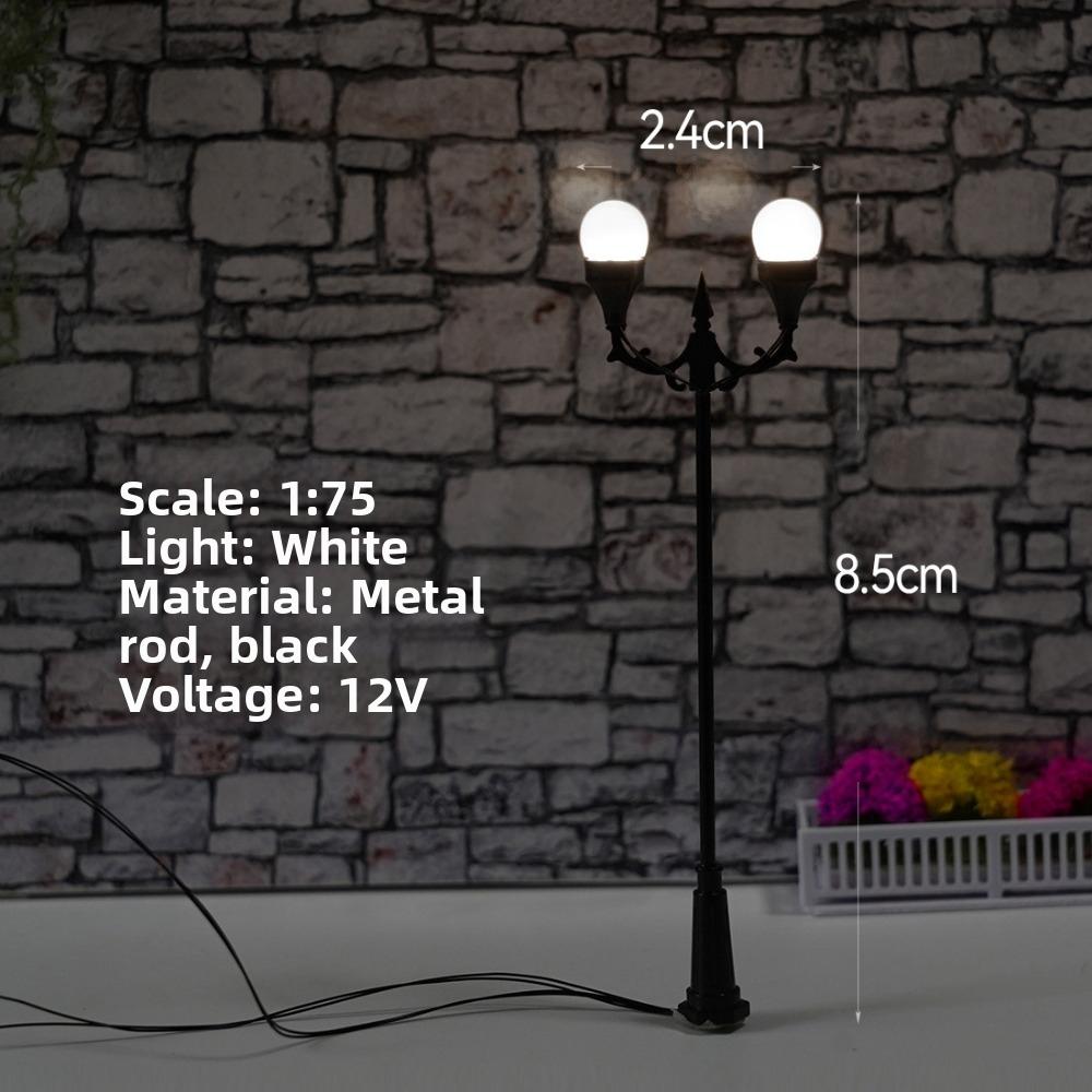DIY Miniature Street Lamp White/Warm Light Park Lamppost High Light Layout Material