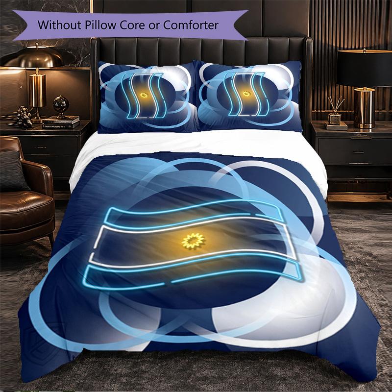 Argentina Football Pattern 3 Pieces Bedding Set Soft Microfiber Duvet Cover with Pillow Cases for Bedroom