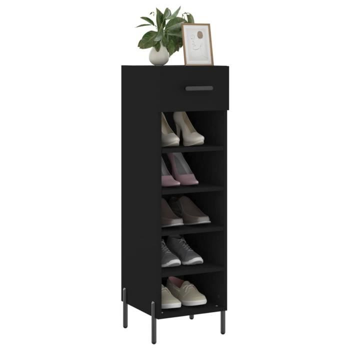 VidaXL Shoe Cabinet Black 30x35x105 Cm Engineered Wood 829685