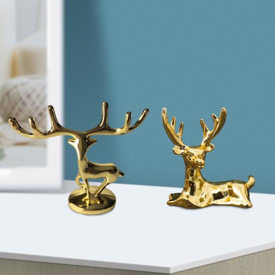 2 шт. винтажный золотой олень орнамент цинковый сплав роскошный лежащий стоячий олень фигурка статуя скульптура настольное украшение дети взрослые