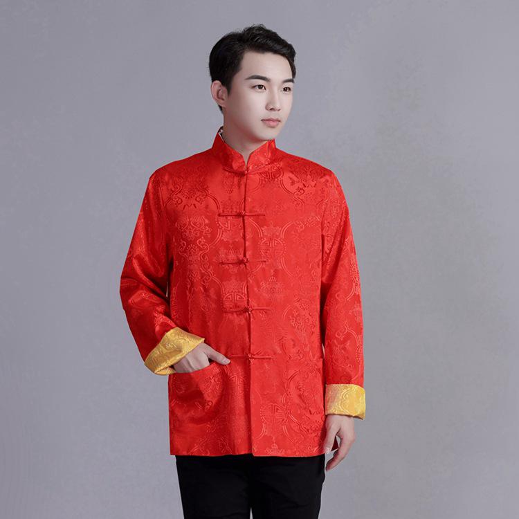 Мужской двусторонний пиджак тан - Ханфу с длинным рукавом для весны и осени