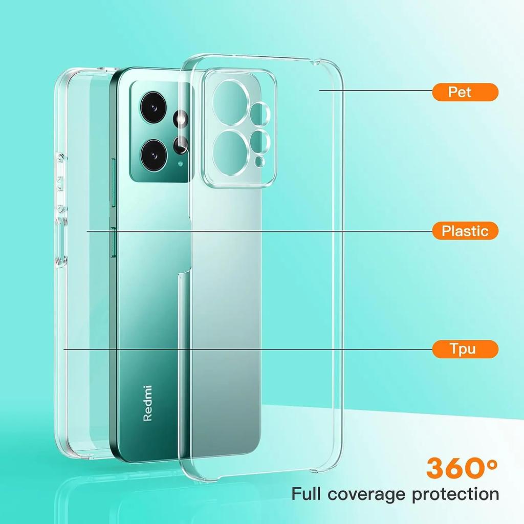 360 Full Body Case For Xiaomi 13T Redmi 13C 12C 10C Note 12S 4G 12 Pro Plus 11 11S 10 10S 10A 9 9C NFC A1 A2 Poco X5 Pro 5G Double Side Silicone Cover