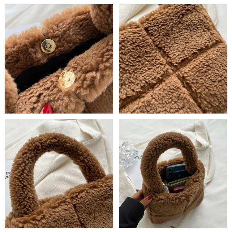 2024 зимняя женская сумка из искусственного меха, женская сумка на плечо, теплые плюшевые сумки для женщин, модный пушистый женский клатч