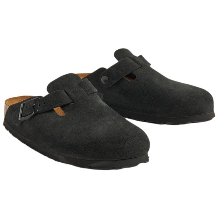Birkenstock Бостон Мягкая стелька Замша Кожа Узкий крой Мюли 'Черный' Женские 660473