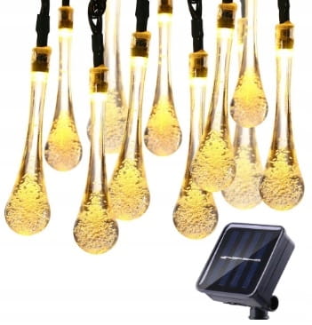 Teardrop Lamps Icicles For The Garden Garland For The Balcony Solar 40 Led Warm