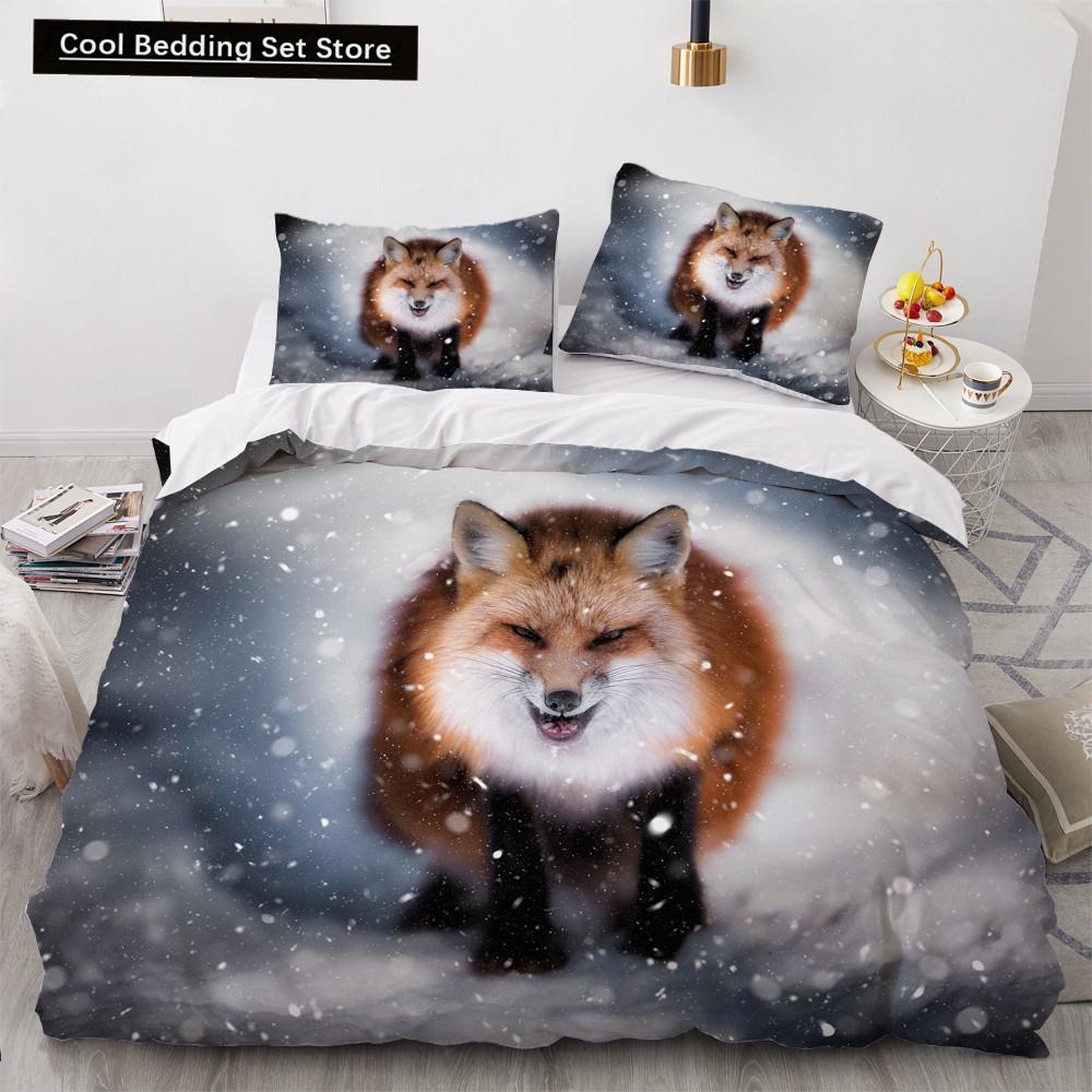 Постельное белье Животное Лиса Размер Кинг Квин 3D Милый Оранжевый Фенек Пододеяльник для Детей Подростков Взрослых Декор Спальни Покрывало