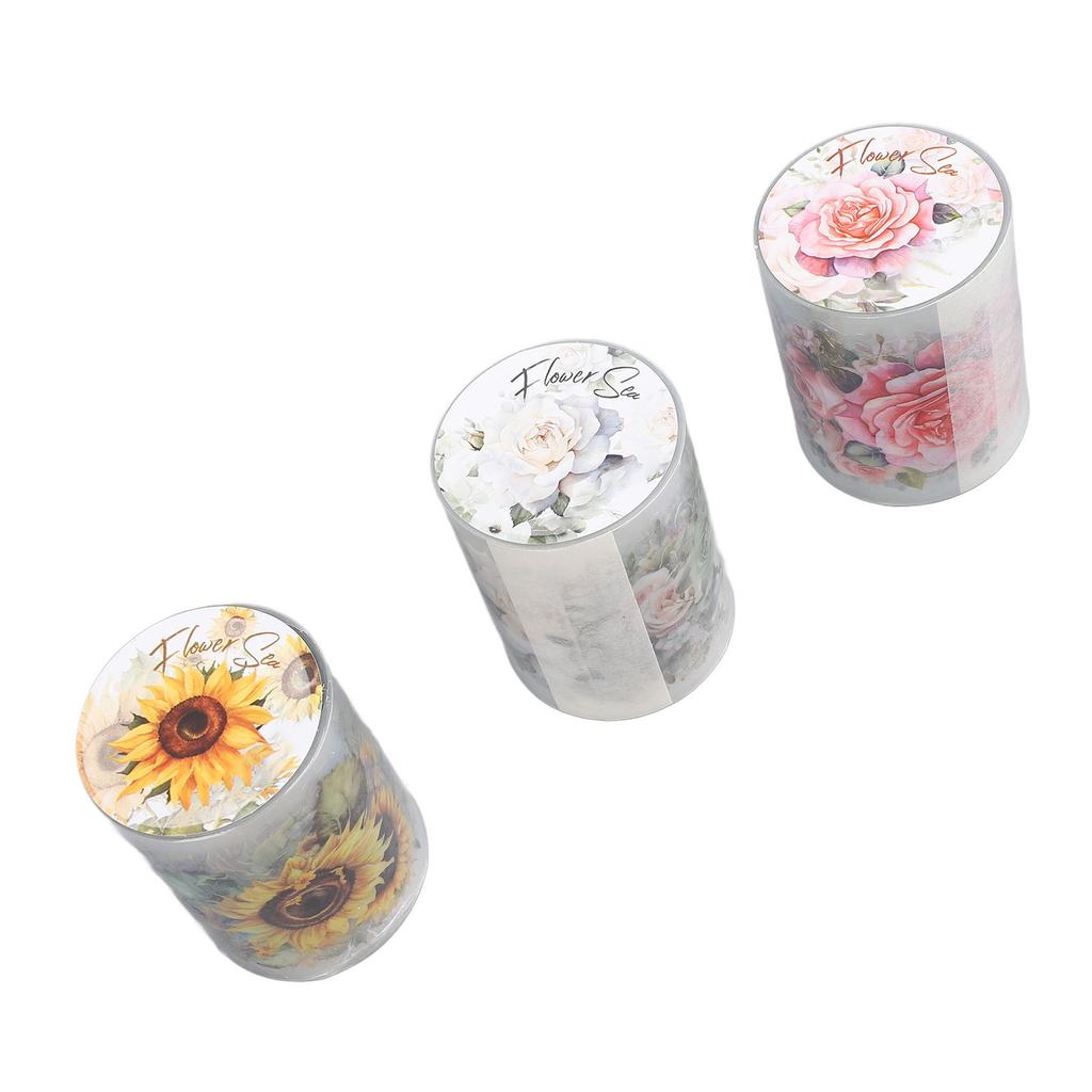 3 рулона ПЭТ-ленты васи, водостойкие, цветные, самодельные, для дизайна ногтей, принадлежности для скрапбукинга, цветы, растения, декоративные