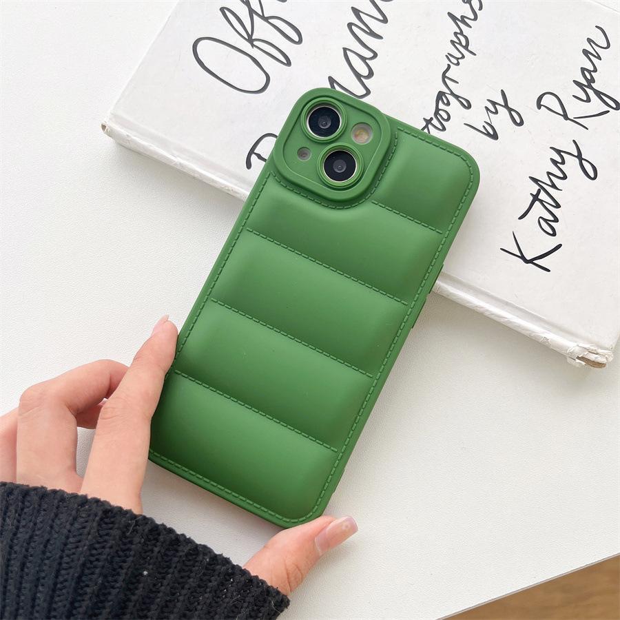 Однотонная куртка-пуховик из ТПУ подходит для чехла для мобильного телефона Apple 16, Simple 14Pro Anti-Drop 12XR Creative 11.