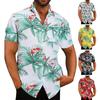 Мужская рубашка с лацканами и короткими рукавами, кардиган, свободный топ, блузка, пляжная повседневная рубашка с принтом для отпуска