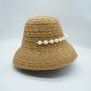 Французская Японская Элегантная Жемчужная Цепочка Плетеная Шляпа-Колокольчик Женская Летняя Солнцезащитная Солнцезащитная Отпуск Пляж Хепберн Соломенная Шляпа