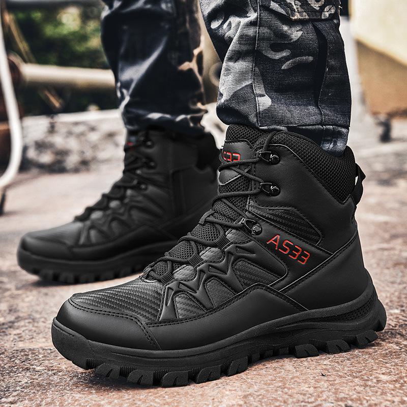 Fashion Men's Winter Snow Work Boots Casual Leather Outdoor Thick Sole Desert Autumn Sports Boot Mountaineering Sports Ankle Boots Men