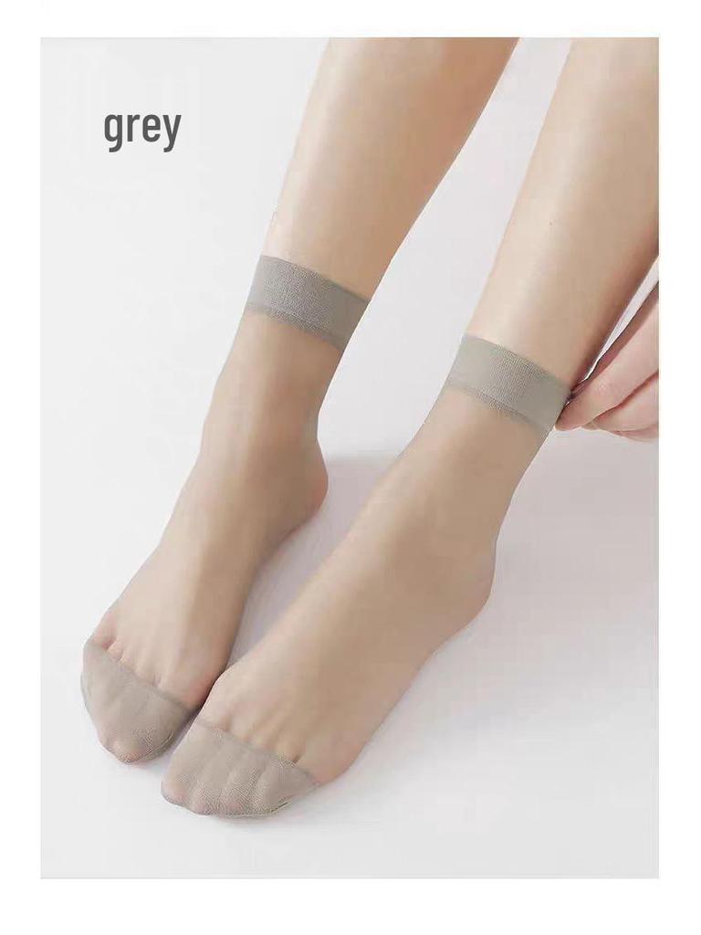 Women's Ultra-Thin Breathable Summer Short Socks: Anti-Snag Cotton Crystal Nude Steel Wire Design