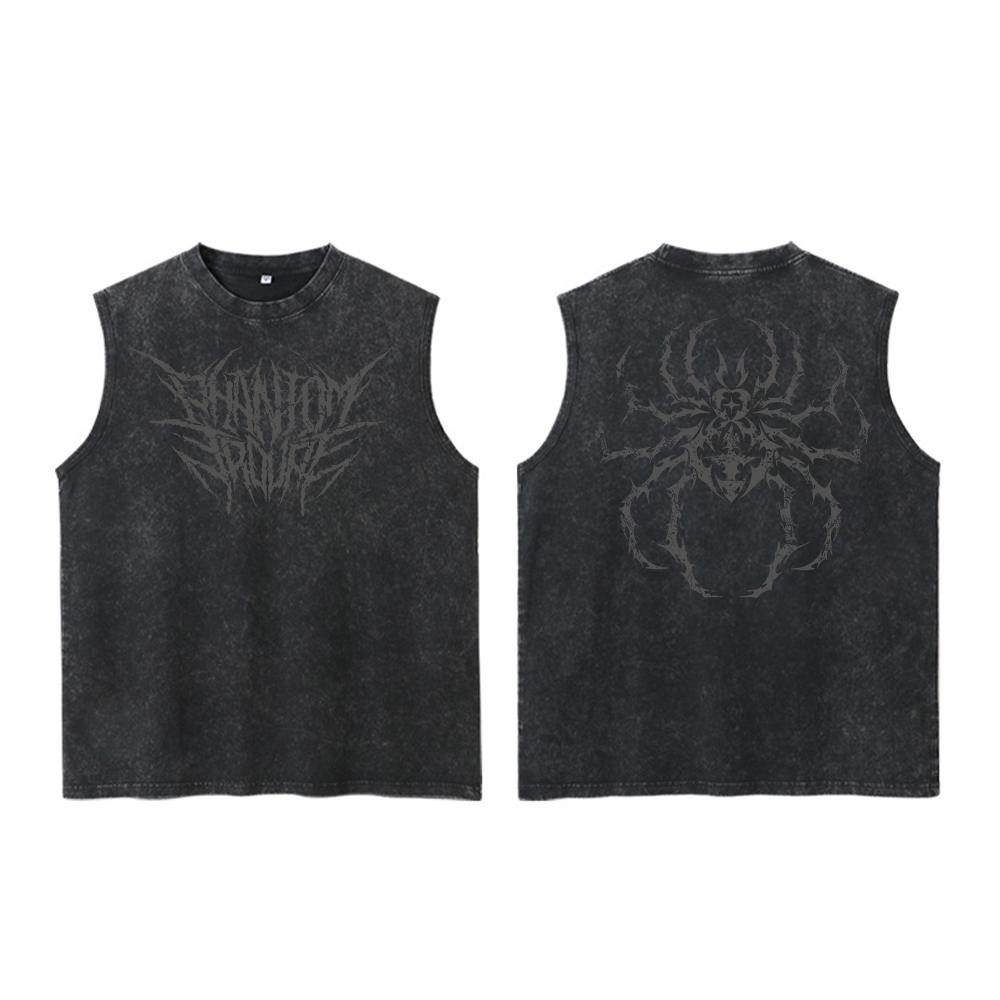 Аниме Hunter X Hunter Кислотный жилет Ретро Винтаж Печатный Стираный Графический Жилет Мужской Harajuku Y2k Хлопок Футболка Топы