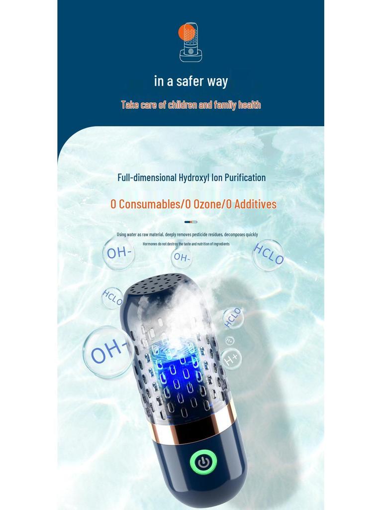 Wireless Capsule Fruit & Vegetable Purifier: Food Disinfection & Pesticide Remover