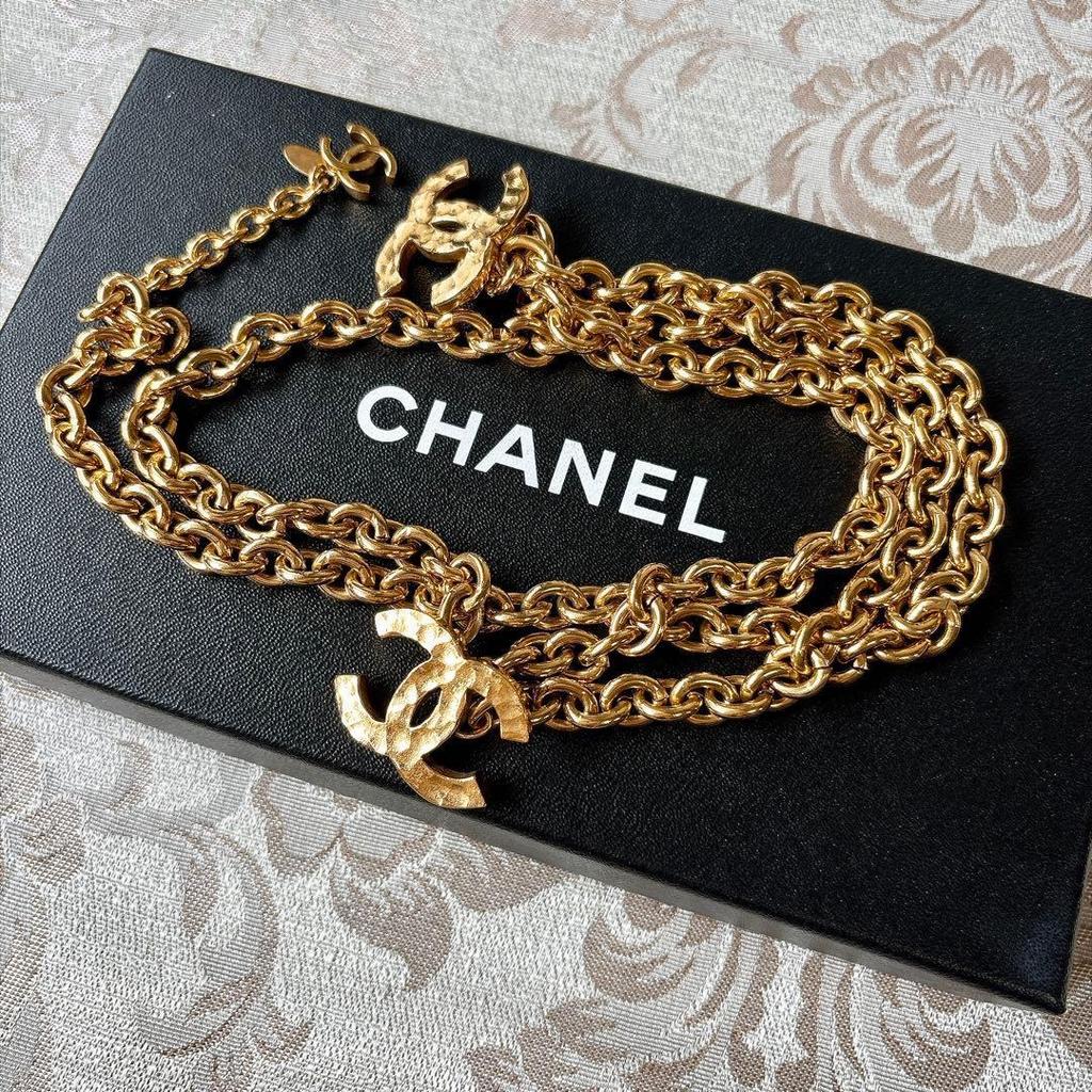 Used CHANEL CC mark chain belt gold